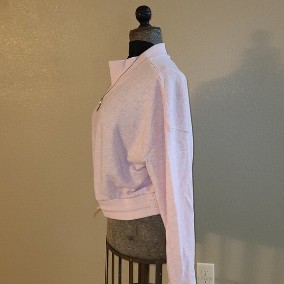 Flirtitude Women's Sweatshirt Relaxed Crop Mock Super Soft Pink Lg Jewelry Free - Picture 4 of 12